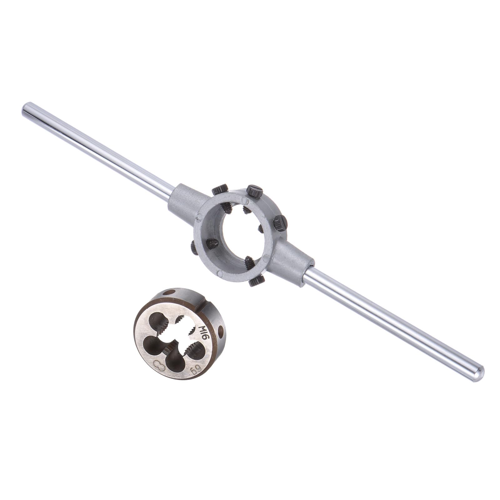 CoCud Die Stock Handle Set, M16x2 Thread Die & Fit 38mm OD / M12-M16 Die Wrench Tool Kit - (Applications: for Threading Repairing), 1-Set — image 1