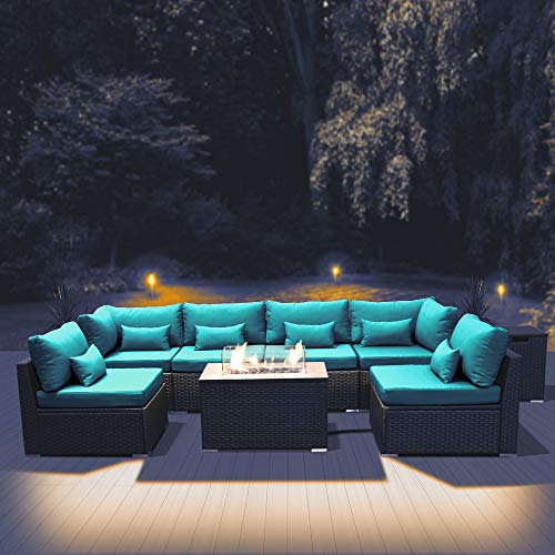 Modenzi Patio Furniture Outdoor Sectional with Propane Fire Pit Table