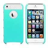 Wydan iPhone 5 5S SE Case - Hybrid Glossy PC TPU Hard Skin Smooth Case Shockproof Cover For iPhone 5 5S SE - Mint Green on White For Apple
