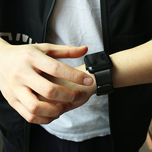 HILIMNY Hailan Newest Woven Nylon for Apple Watch Band,Wrist Strap Replacement Band with Classic Buckle for Apple iwatch Series 1/2/3 42mm,Berry Check - Thumbnail 3