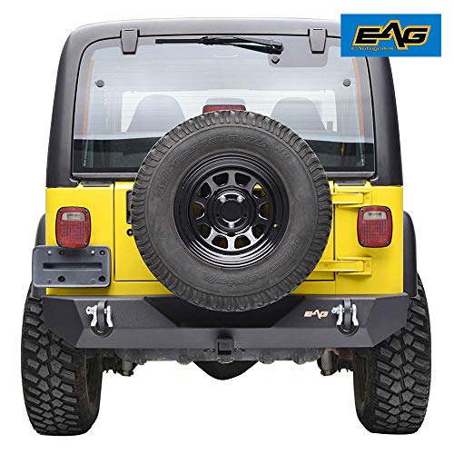 EAG Rear Bumper with 2 inch Hitch Receiver and DRing Black Textured