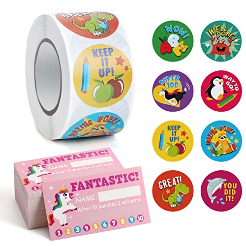 Reward Stickers for Kids and Students Punch Cards Set, Animal Motivational Stickers for Teacher Supplies,Encouraging Incentive Classroom Stickers,Teacher Classroom School Supplies (Unicorn Stickers)
