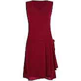 Vijiv Womens 1920s Inspired Flapper Dress High Tea Drape with Bow Fashion Roaring 20s Great Gastby Dress