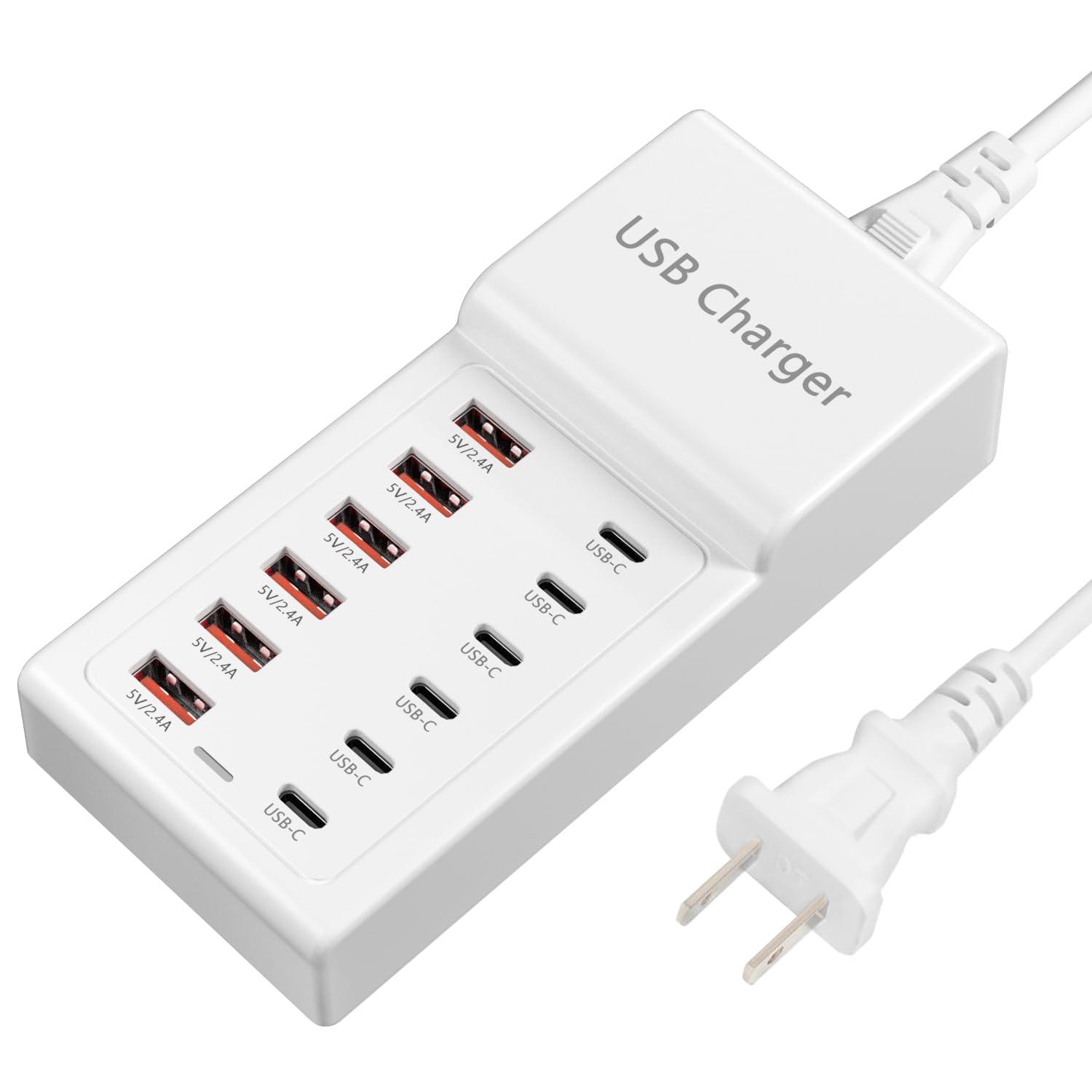 USB Charging Station 50w10A 12 Ports Multiple Charging Block, USB C Strip for iPhone 13/14/15/16/17/Smartphone/Tablet/Watch/Headphones and Multiple Charger Plug