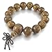 INBLUE Men,Women's 14mm Wood Bracelet Link Wrist Tibetan Buddhist Green Sandalwood Bead Prayer Buddha Mala Chinese Knot Elastic