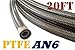 TT Racing -6 AN6 PTFE Swivel Fittings + Stainless Steel Fuel Line Hose Kit E85 20FT PTFEAN6_KIT_DA
