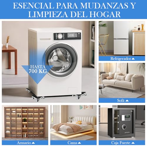 Metal Diseño - JYYBN Base para Lavadora con Ruedas y Barra de Palanca, 360° Ruedas Grande para Lavadora con Frenos, 700KG Carga Ruedas para Refrigerador Muebles Pesados