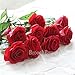 Lovemat 12 PCS Real Touch Latex PU Roses Artificial Flowers for Wedding Home Decor (red)