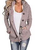 Ermonn Women Unisex Zipper Button Down Knitted Sweater Cardigans Hooded Jackets