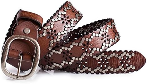 Womens Brown Studded Belt (36, Dark Brown)