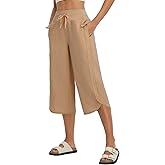baleaf Women's Capri Pants Wide Leg Athletic Yoga Capris with Pockets Quick Dry Hiking Pants Loose Lounge Summer UPF 50+