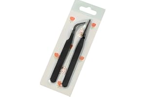 TORMEN 2 pcs Stainless Tweezers Set – Precision Straight and Curved Eyelash Crafting Jewelry Nail Sticker Electronics Tweezer