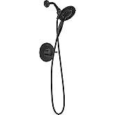 Delta Faucet Albion 14 Series Single-Handle Shower Faucet, Black Shower Trim Kit with 4-Setting In2ition 2-in-1 Dual Hand Held Shower Head with Hose, Matte Black T142855-BL-I (Valve Not Included)