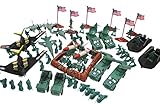 100 Pieces Army Military Soldiers Set with Missiles Trucks Jeeps Jets
