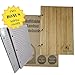 ecoalva Refillable Bamboo Notebook Journal Diary Lined Pages, Ergonomic Size Notepad with Hard Cover, for Writing Prompts, Diet Planning, Weight Watchers, Scrapbook, Travel (Plain)