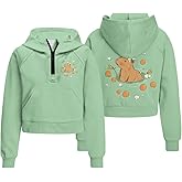 Zarisguat Girls Half Zip up Sweatshirt Fall Winter Long Sleeve Hooded Pullover Youth Girls Cute Tops with Pockets 5-14T