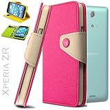 YESOO Sony Xperia ZR M36h / C5502 High Quality Fancy Leather Folio Wallet Case With Magnetic flap closure Cover (Retail Packaging) (Hot Pink)