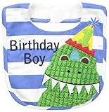 Mud Pie Baby-Boys Newborn Birthday Dino Bib, Blue, One Size