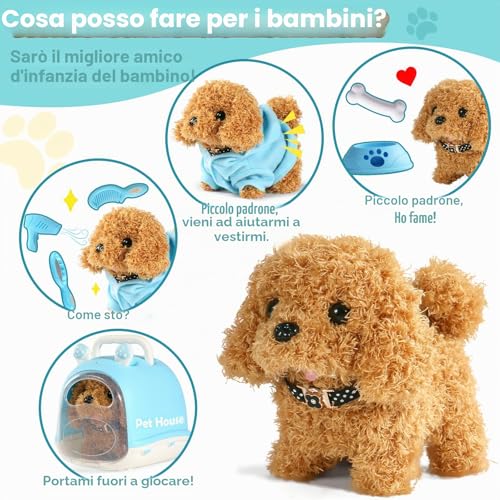 jerryvon Dog Barking and Walking – Toys Children 2 Years Old Dog Toy Walking and Barking Gift Girl 2 3 4 Years Plush Realistic Dog Animals Toy for Children