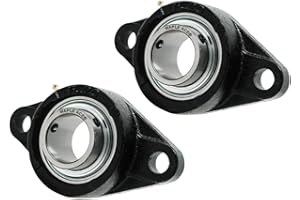 MAPLE ACE UCFL205-14 Oval Flange Bearing 7/8" Bore, 2-Bolt Self-Aligning, Solid Base, R3 Triple Lip Seal, Heavy Duty (Qty 2)