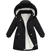 Vryndelle Little Girls Long Coat Winter Puffer Jacket Fleece Parka Snow Waterproof Clothes