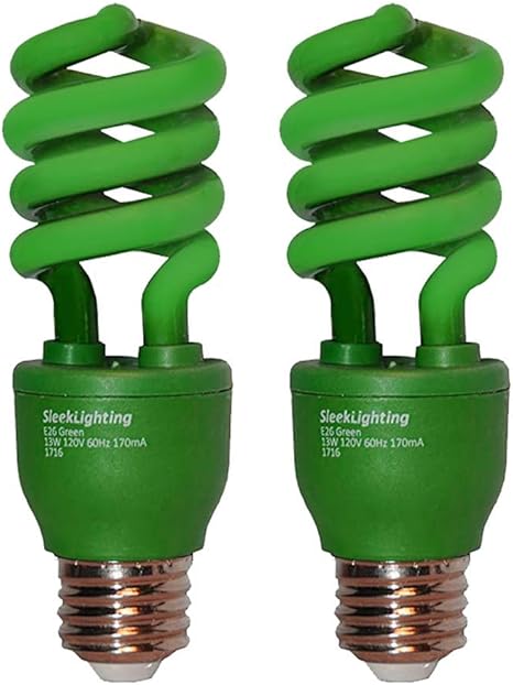 SleekLighting 13 Watt Green Spiral CFL Light Bulb- UL Approved- 120Volt