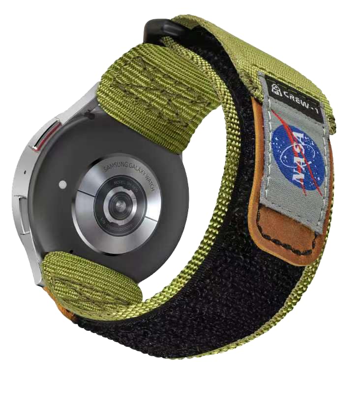 Made for Galaxy Watch 6/5 Band, NASA Licensed Rugged Nylon Leather Sports Strap With Woven Loop Design For 20mm Watch Bands, Tough Tactical Replacement Green