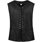 Kranchungel Pirate Vest Mens Costume: Renaissance Costume Men Medieval Viking Gothic Steampunk Vest Outfit for Themed Parties