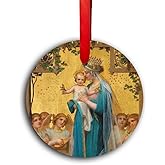 Vidal Madonna & Child Glass Ornament - Traditional Catholic & Christian Christmas Decor, Religious Decorative Hanging Ornaments for Tree - Nativity, Faith
