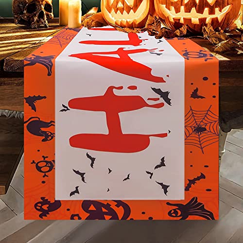 Nieolheoui Halloween Table Runners, Non-Slip Haunted House Table Fabric for Halloween Party Decorations and Scary Movie Nights, 71 x 14 Inch