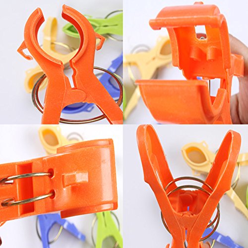 Daixers 12pcs 4.7" Durable Large Beach Towel Clips Plastic Clothespins Clothes Pegs Pins Clothes Hanger Clamp