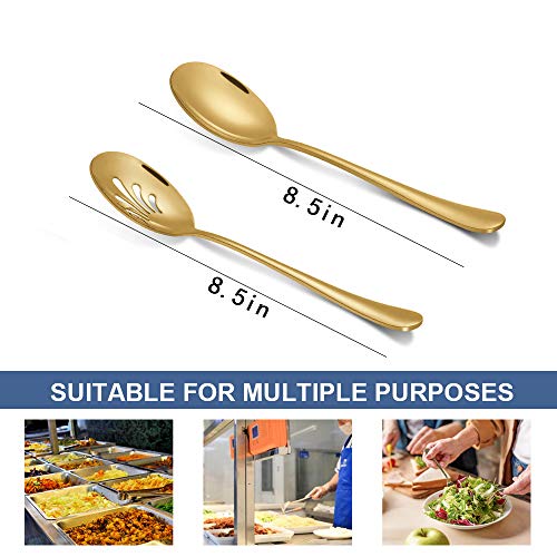 Gold Large Serving Spoons set Serving Spoons x 4, Slotted Spoons x 4, 9