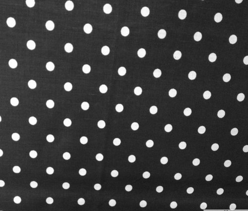Small Polka Dot Poly Cotton White Dots on Black 58 Inch Fabric By the Yard (F.E.)