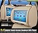 XTRONS Beige 2 X 9 Twin Car Headrest DVD Player Pillow HD Touch Screen Monitor MP3 Game Disc IR Headphones