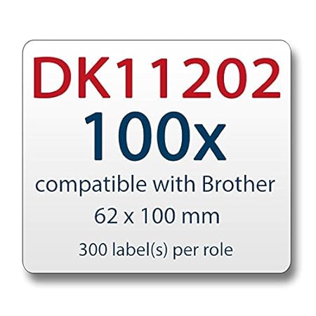 100 x Label Etiketten kompatibel zu Brother DK11202 62 x 100 mm 300 Label pro Rolle ( 100x )