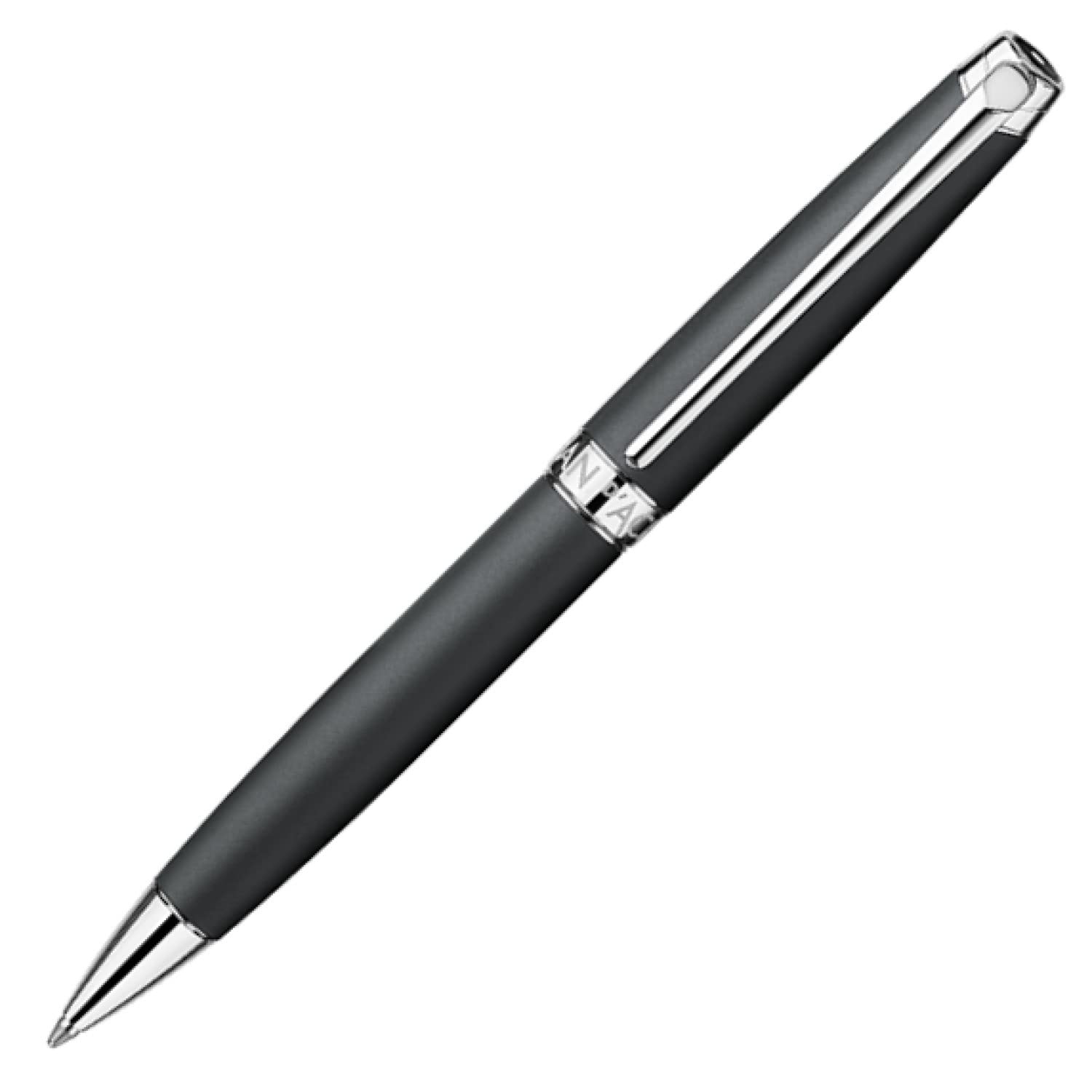 Caran d'Ache Leman Silver Plated Ballpoint Pen - Black Matt