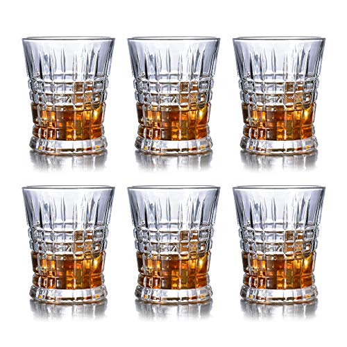 Whiskey Glasses SET OF 6 Premium Fashion Glass set - Lead Free Glass Cups and Tasting Tumblers for drinking Scotch, Bourbon. Irish whiskey, Brandy - Luxury Gifts for Men Women