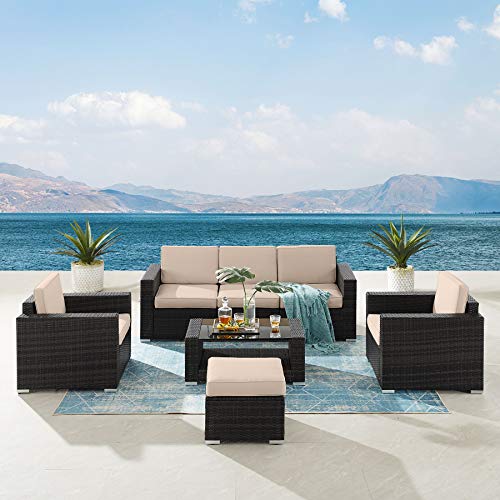 Tribesigns 7 Piece Patio Sofa PE Wicker Rattan Sectional Sofa Set Patio