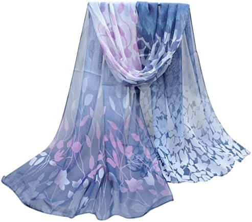 Datework Women Design Printed Silk Soft Chiffon Shawl Scarf (Dark Gray)