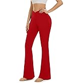 Aoliks Crossover Flare Leggings for Women,High Waisted Bootcut Yoga Pants Workout Bell Bottom Leggings