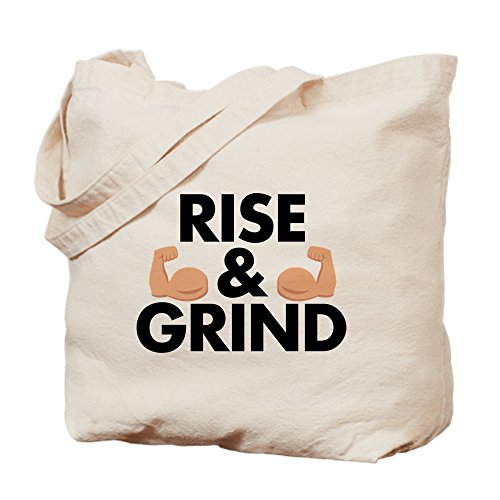 CafePress - Rise And Grind Arm Emoji - Natural Canvas Tote Bag, Cloth Shopping Bag