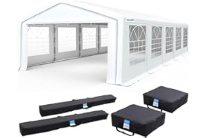 Quictent Premium 16x32 Party Tent Heavy Duty Outdoor Gazebo White Event Shelter Wedding Canopy Tent for Parties Carport BBQ with Removable Sidewall Windows & Storage Bags