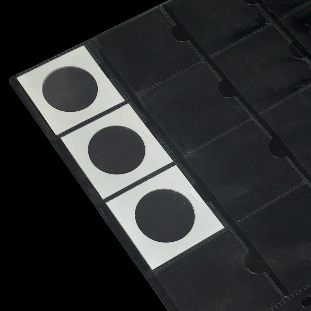 15 Sheets 300 Pocket Plastic Coin Pocket Pages Standard 9-Hole Coin Pocket Inserts Collecting Sleeves for 2 x 2" Coin Flips Cardboard Collection Storage, 2.05 x 2.05", 20 Pockets/Sheet : Office Products