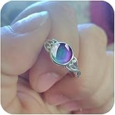 Koguxuix Vintage Silver Ring 925 Sterling Silver Round Crystal Temperature Sensitive Color Changing Mood Ring for Women (10)
