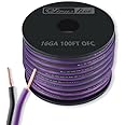 Sinus Live 16-18AWG OFC(Oxygen Free Copper 99.97%) Speaker Wire 100FT Great use for Home Theater Speakers Car Speakers and HiFi Systems, Purple and Black