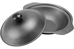 RUNROTOO Cast Iron Small Pot with Lid 20Cm Heat-Resistant Iron Casserole for Rice Cooking and Braised Chicken