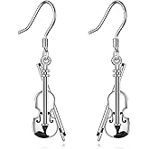 YFN Violin Earrings Sterling Silver Music Dangle Drop Earrings Violin Jewelry for Women Violin Gifts for Violinist