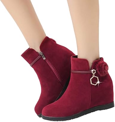 red wedge heel boots