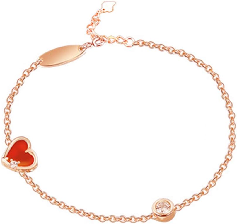 Women's Jewelry Bracelet-JINFENG Small Red Heart Silver Bracelet Female Sterling Silver Korean Simple Personality Student Sen Department Girlfriends Tanabata Gold