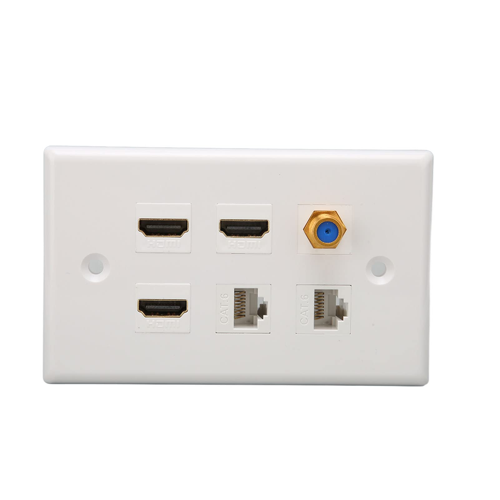 Annadue HDMI Wall Plate With 3 HDMI, 1 TV F-Type and 2 Cat 6 RJ45 Network AV Ports for Home HDTV, Ethernet Outlet Panel